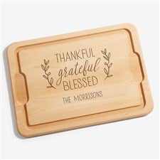 Thankful Grateful Blessed Personalized Hardwood Cutting Board- 12x17 - 41513