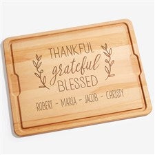 Thankful Grateful Blessed Personalized Oversized Wood Cutting Board- 18x24 - 41513-XXL