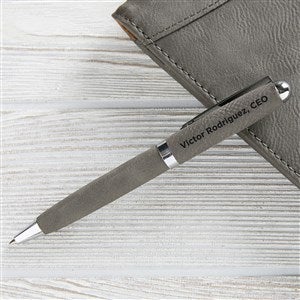 Personalized Logo Leatherette Pen - Charcoal - 41574-C