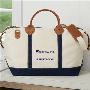 Embroidered Logo Navy Canvas Duffel Bag - 41575-B
