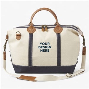 Embroidered Logo Navy Canvas Duffel Bag - 41575-B