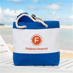 Embroidered Logo Blue Beach Bag - 41576-B