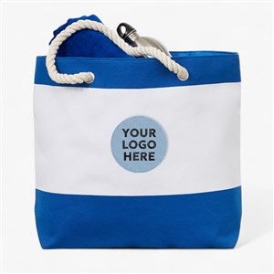 Embroidered Logo Blue Beach Bag - 41576-B