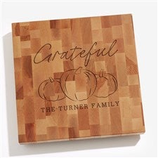 Fall Family Pumpkins Personalized 12x12 Butcher Block Cutting Board - 41579-12