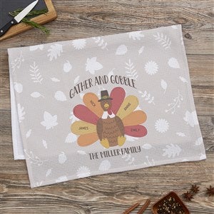 Thankful Turkey Personalized Waffle Weave Kitchen Towel - 41586