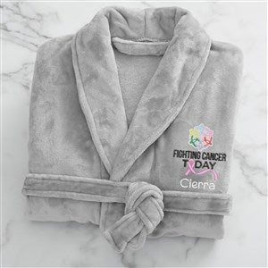Fighting Cancer Today Personalized Luxury Fleece Robe- Grey - 41599-G-PQ-23544