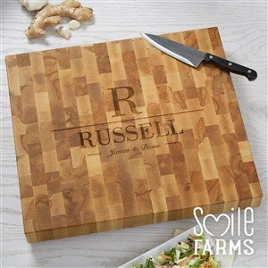 Smile Farms - Decorative Name & Initial Personalized 12x12 Butcher Block - 41617-12