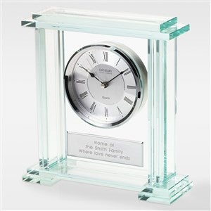 Engraved Jade Glass Home Mantel Clock - 41618