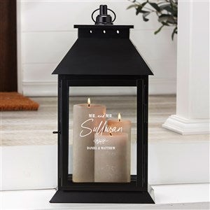 Botanical Wedding Personalized Black Decorative Wedding Candle Lantern - 41657