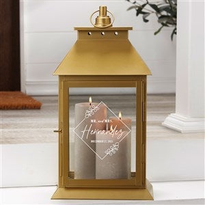 Botanical Wedding Personalized Gold Decorative Wedding Candle Lantern - 41657-G