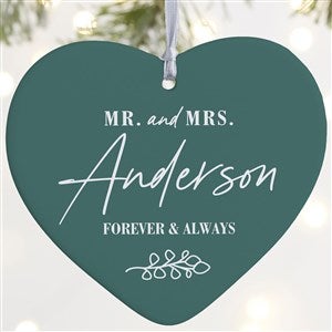 Botanical Wedding Personalized Heart Ornament- 4" Matte - 1 Sided - 41660-1L