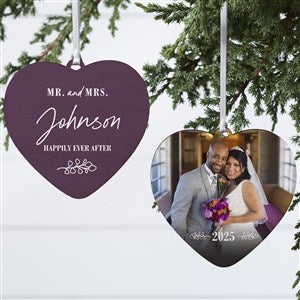 Botanical Wedding Personalized Heart Ornament- 4 Wood - 2 Sided - 41660-2W