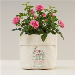 Love Grows Here Personalized Canvas Flower Planter - 41698