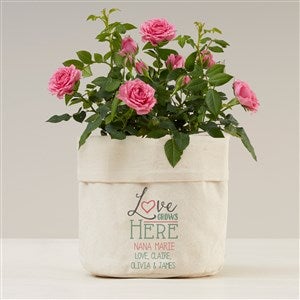 Personalized Canvas Flower Planter - Love Grows Here - Large - 41698