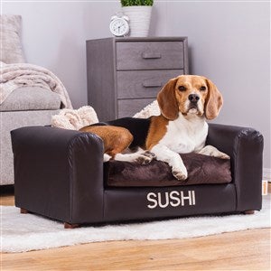 Personalized Pet Leatherette Espresso Sofa - Medium - 41720D-M