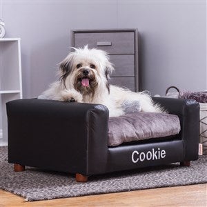 Personalized Pet Leatherette Charcoal Sofa - Medium - 41721D-M