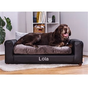 Personalized Pet Leatherette Charcoal Sofa - Large - 41721D-L