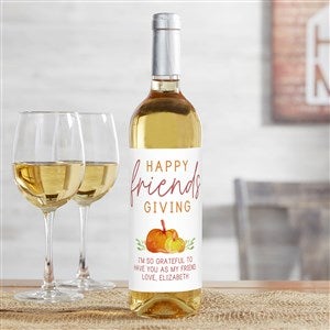 Friendsgiving Personalized Thanksgiving Wine Bottle Label - 41724