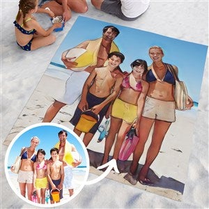 Cartoon Yourself Personalized Photo Beach Blanket - 41755