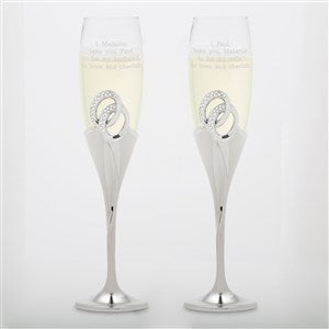 Engraved Double Rings Wedding Flute Set - 41763
