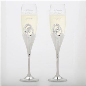 Double Rings Engraved Anniversary Flute Set - 41764