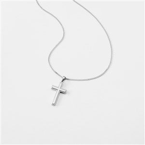Engraved Childrens Two Tone Stainless Cross Necklace - 41827