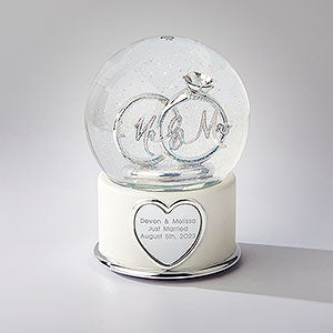 Mr. and Mrs. Wedding Ring Engraved Snow Globe - 41830