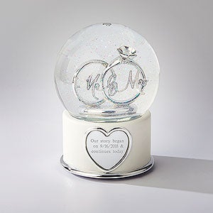 Mr. and Mrs. Forever Ring Engraved Snow Globe - 41833