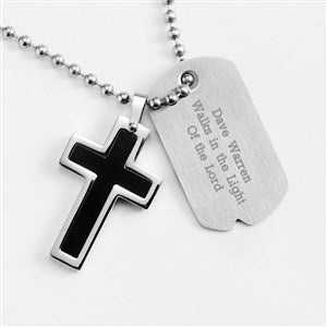 Engraved Religious Cross Dog Tag - Horizontal - 41850-H