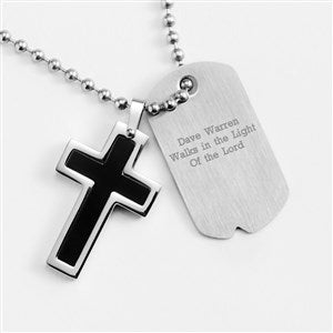 Engraved Religious Cross Dog Tag - Vertical - 41850-V