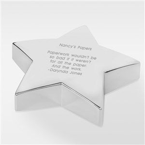 Engraved Silver Star Desk Paperweight - 41865