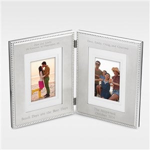 Engraved Beaded Double Hinged Picture Frame - 41908