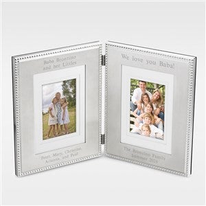Engraved for Grandma- Beaded Double Picture Frame - 41911
