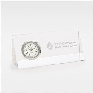 Engraved Boss Crystal Desk Clock - 41943