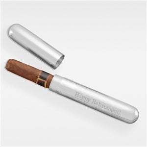 Personalized Retirement Silver Cigar Case - 41944