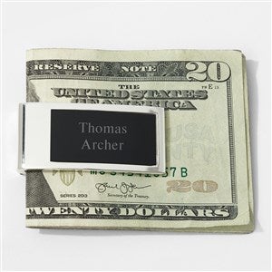 Engraved Silver and Matte Black Money Clip - 41967