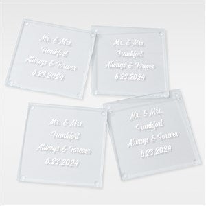 Engraved Custom Wedding Glass Coaster - 41986