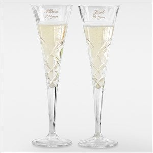 Etched Anniversary Reed & Barton Crystal Champagne Flute Set - 41988