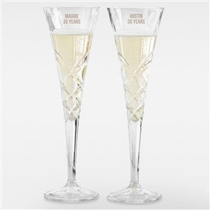 Etched Anniversary Message Reed & Barton Crystal Champagne Flute Set - 41995