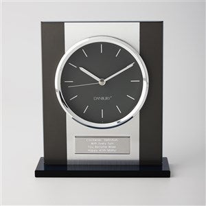 Engraved Birthday Black and Silver Tabletop Clock - 42133