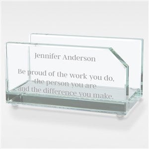 Engraved Message Glass Business Card Holder For Co-Worker - 42157