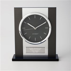 Engraved Black and Silver Office Desk Clock - 42163