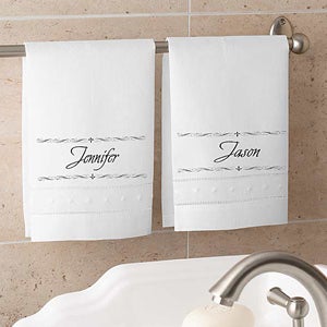 Personalized Linen Hand Towel Set - White - 4217-W