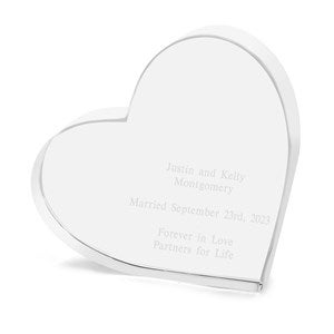 Engraved Wedding Crystal Heart Keepsake - 42189