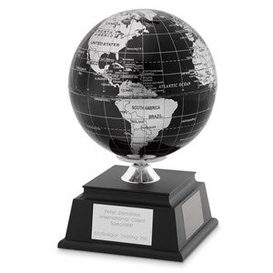 Engraved Office Solar Spinning Black Globe - 42203