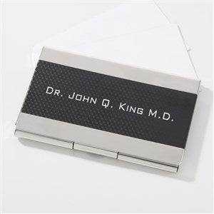 Engraved Black & Silver Business Card Case for Graduate - 42253