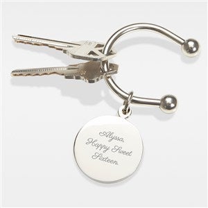 Engraved Birthday Message Silver-Plated Keychain - 42326