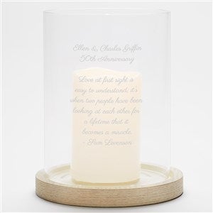 Engraved Anniversary Hurricane Candle Holder with Wood Base - 42356