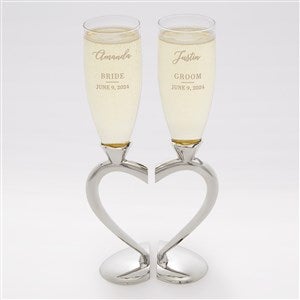 Engraved Connected Hearts Wedding Flute Set - 42358