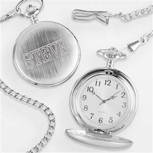 Engraved Silver Pocket Watch For Him - 42371